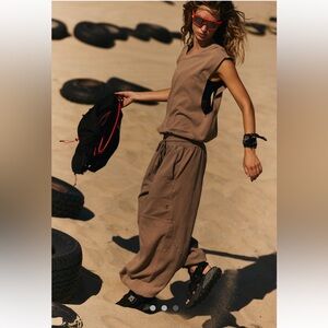 Free People Taupe Sleeveless Jumpsuit